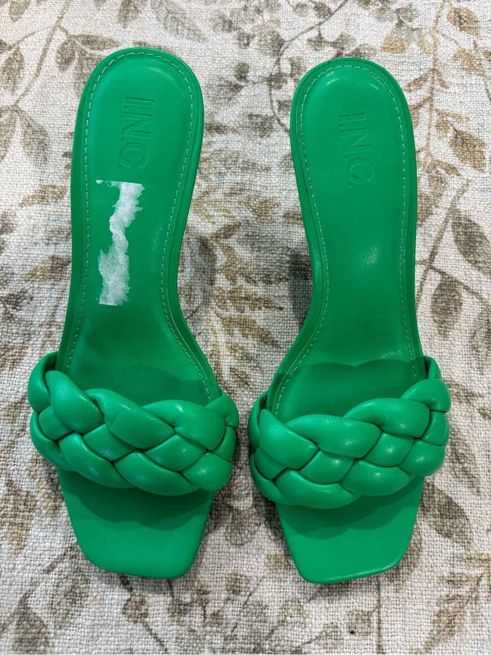 INC International Concepts Braided Green Slide Mules